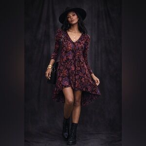 Free People Hello Lover Tunic Paisley Floral Stretchy Knit Size Large